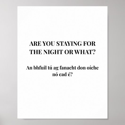 Modern Iers Grappige Ierse Citat Poster (Voorkant)