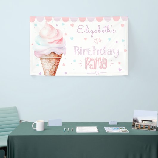 Modern Ijs Verjaardagsfeest Spandoek (Beurs)