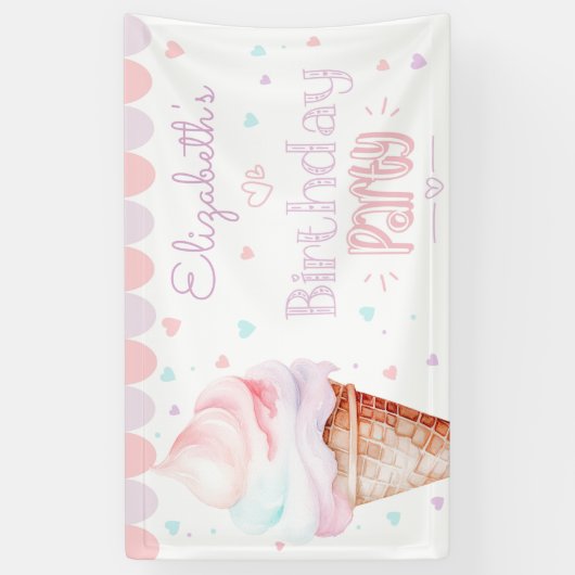Modern Ijs Verjaardagsfeest Spandoek (Verticaal)