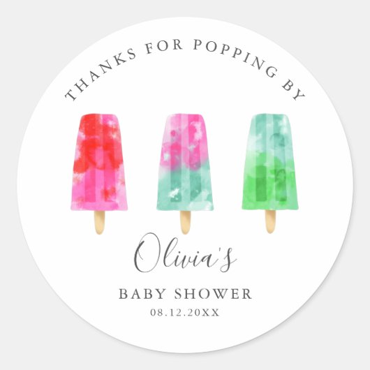 Modern ijsachtig Baby shower Ronde Sticker (Voorkant)