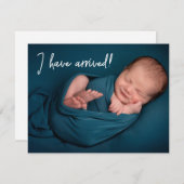 Modern ik ben aangekomen Cute Baby Foto Birth Aankondiging (Voorkant / Achterkant)