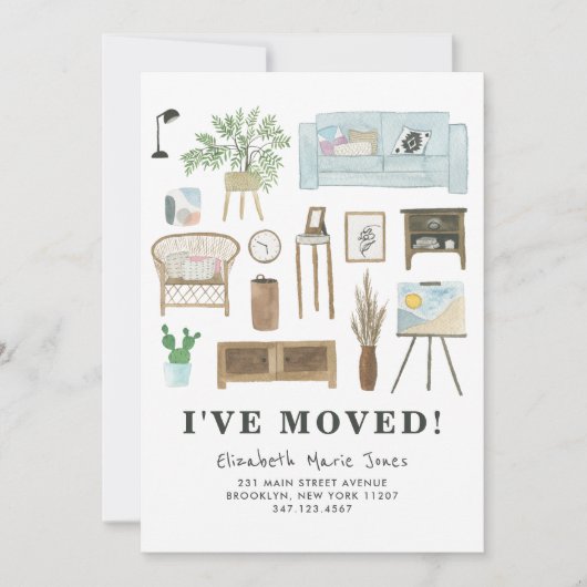Modern ik heb Boho Home Decor Budget Moving Aankondiging (Voorkant)