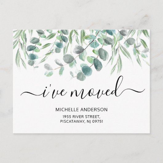 Modern ik heb de botanische beweging Eucalyptus ve Aankondigingskaart (Voorkant)