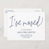Modern ik heb New Home Navy Blue verplaatst Aankondigingskaart (Voorkant / Achterkant)