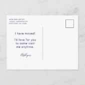 Modern ik heb New Home Navy Blue verplaatst Aankondigingskaart (Achterkant)