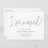 Modern ik heb New Home Paars verplaatst Aankondigingskaart (Voorkant / Achterkant)