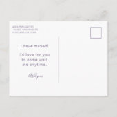 Modern ik heb New Home Paars verplaatst Aankondigingskaart (Achterkant)