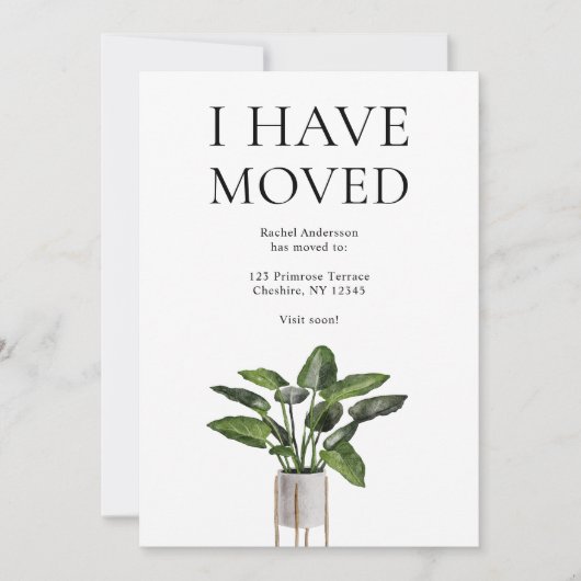 Modern ik heb Potted Plant Change of Address verpl Aankondiging (Voorkant)