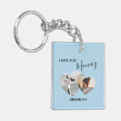 Modern ik hou van je mama | 2 Foto van hart Sleutelhanger (Voorkant Links)