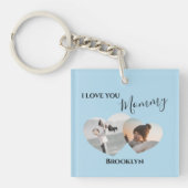 Modern ik hou van je mama | 2 Foto van hart Sleutelhanger (Voorkant)