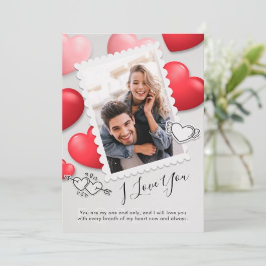 Modern Ik hou van je Valentijnse Kaart Foto Vakant (Staand voorkant)