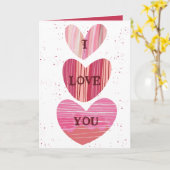 Modern Ik hou van je Valentijnse roze harten Kaart (Gele Bloem)