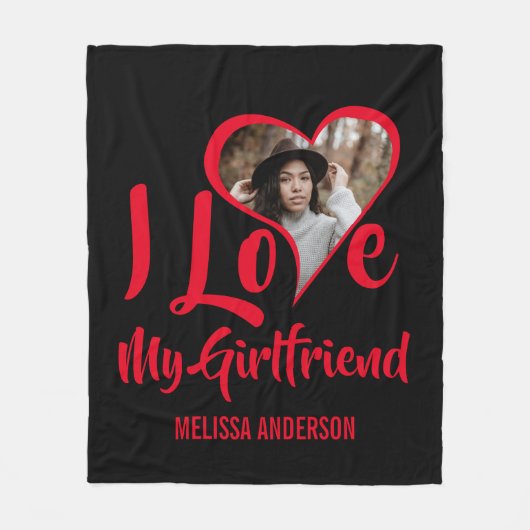 Modern ik hou van mijn Vriendin | Hartfoto Fleece Deken (Voorkant)