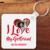 Modern ik hou van mijn Vriendin | Hartfoto Sleutelhanger (Achterkant)