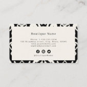 Modern ikat Black White professioneel visitekaartj Visitekaartje (Achterkant)