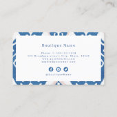 Modern ikat blue white professional visitekaartje (Achterkant)