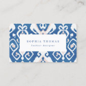 Modern ikat blue white professional visitekaartje (Voorkant)