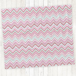 Modern Ikat Chevron Stripe Abstract Roze Groen Fleece Deken