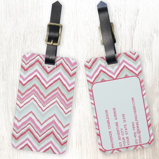 Modern Ikat Chevron Stripe geometrisch Abstract Bagagelabel