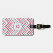 Modern Ikat Chevron Stripe Monogram Initiaal Bagagelabel (Voorkant horizontaal)