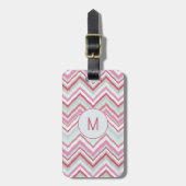 Modern Ikat Chevron Stripe Monogram Initiaal Bagagelabel (Voorkant verticaal)