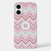 Modern Ikat Chevron Stripe Monogram Initiaal Case-Mate iPhone Case (Achterkant)