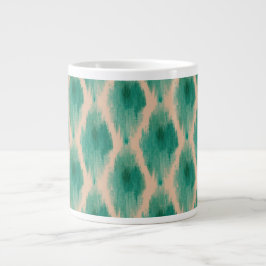 Modern Ikat Pattern Mug | Teal & Clay Boho Design Grote Koffiekop