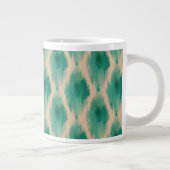 Modern Ikat Pattern Mug | Teal & Clay Boho Design Grote Koffiekop (Rechts)