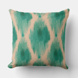 Modern Ikat Teal & Clay Throw Pillow | Boho-Lux Kussen