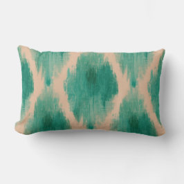 Modern Ikat Teal Lumbar Pillow | Textured Boho Kussen