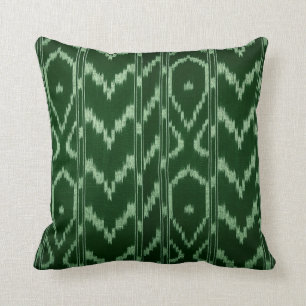 Modern Ikat Tribal Chevron bosgroene munt Kussen