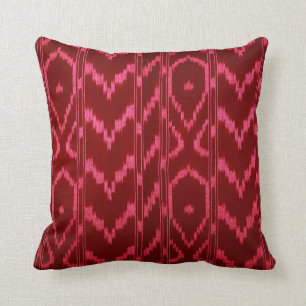 Modern Ikat Tribal Chevron donkerrood roze Kussen