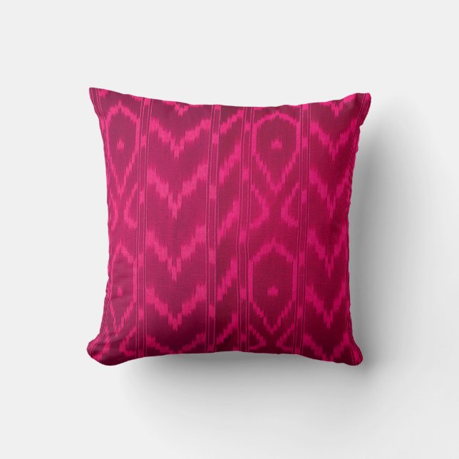 Modern Ikat Tribal Chevron | roze fuchsia Kussen (Voorkant)