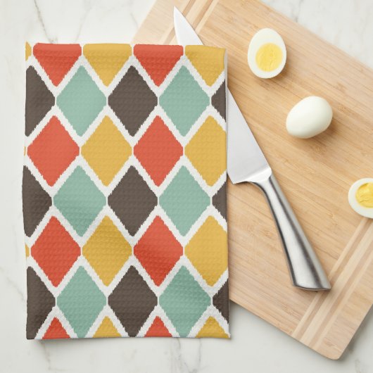 Modern ikat tribal mode patroon theedoek (Quarter Fold)