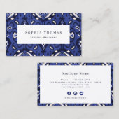 Modern ikatpatroonblauw professioneel visitekaartje (Voorkant / Achterkant)
