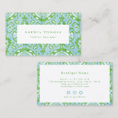 Modern ikatpatroonvormig groen professioneel visitekaartje (Voorkant / Achterkant)