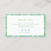 Modern ikatpatroonvormig groen professioneel visitekaartje (Achterkant)