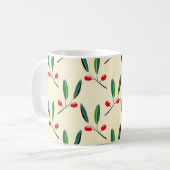 Modern Illustrated Red Berries Pattern Koffiemok (Voorkant links)