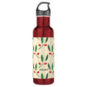 Modern Illustrated Red Berries Pattern Personalise Waterfles (Voorkant)