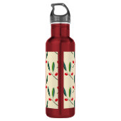 Modern Illustrated Red Berries Pattern Personalise Waterfles (Achterkant)