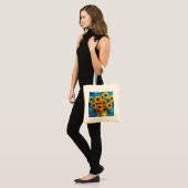 Modern Impasto Sunflowers Blue and Yellow Art  Tote Bag (Voorkant (model))