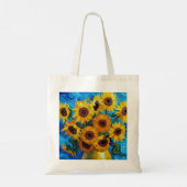 Modern Impasto Sunflowers Blue and Yellow Art  Tote Bag (Achterkant)