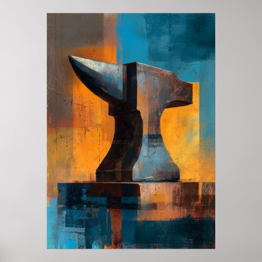 Modern Impressionist Anvil Painting Craft Strength Poster (Voorkant)