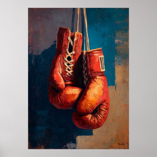 Modern Impressionist Boxing Gloves Strength Poster (Voorkant)