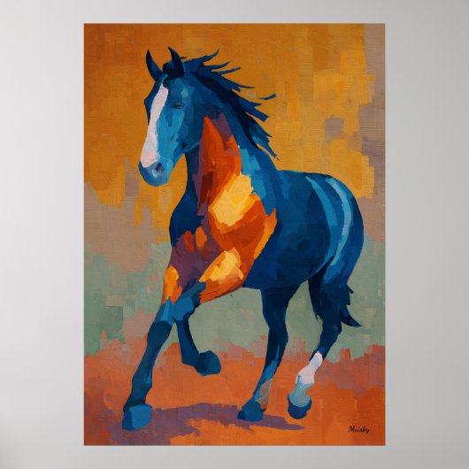 Modern Impressionist Horse Painting Colorful Poster (Voorkant)