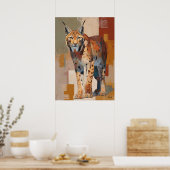 Modern Impressionist Lynx Painting Elegant Poster (Keuken)