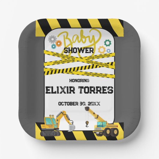 Modern in aanbouw Baby shower Papieren Bordje (Voorkant)