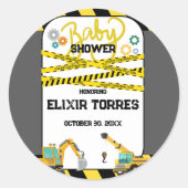 Modern in aanbouw Baby shower Ronde Sticker (Voorkant)