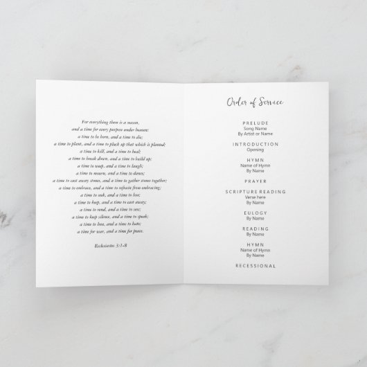 Modern in het liefdevolle geheugen foto begrafenis programma (Binnen)