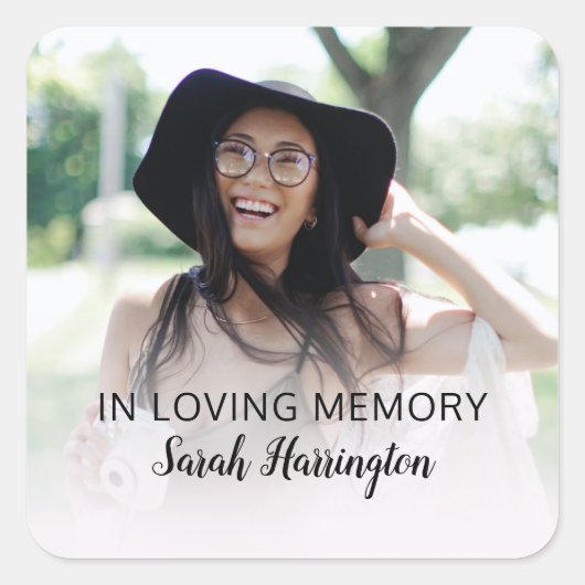Modern In Loving Memory | Photo Memorial Vierkante Sticker (Voorkant)